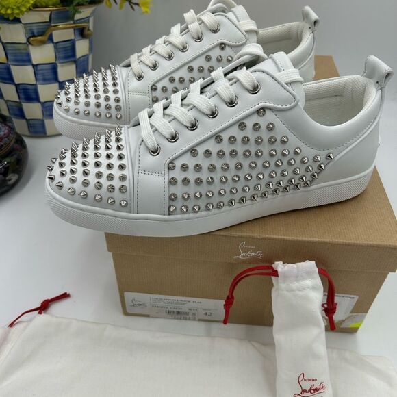 Men's Christian Louboutin, Louis Jr spikes sneakers size 42 made in Italy - Picture 5 of 15